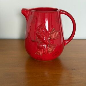 Teleflora Red Cardinal Ceramic Pitcher/Vase with Bird Design